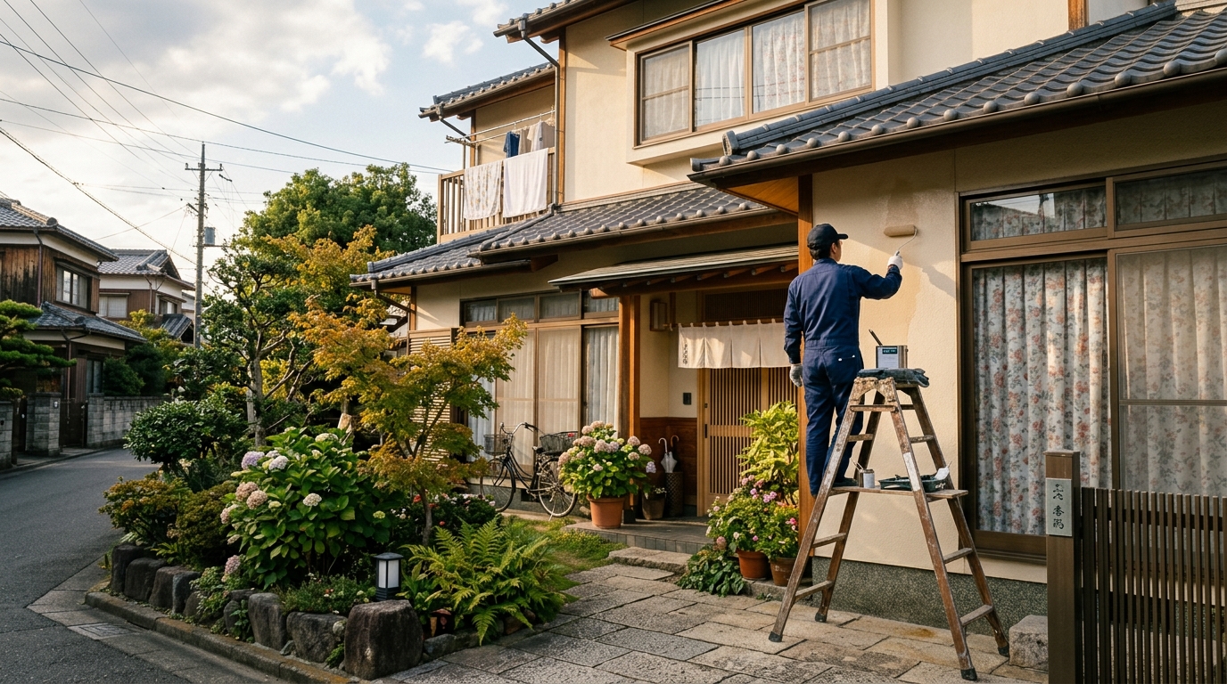 住みながらの工事に配慮した施工の様子