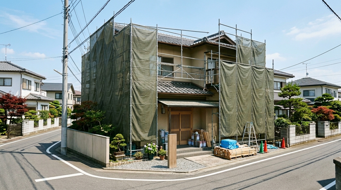 近隣への配慮を徹底した施工の様子