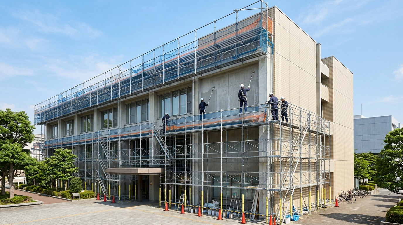 公共建築物外壁塗装の施工例