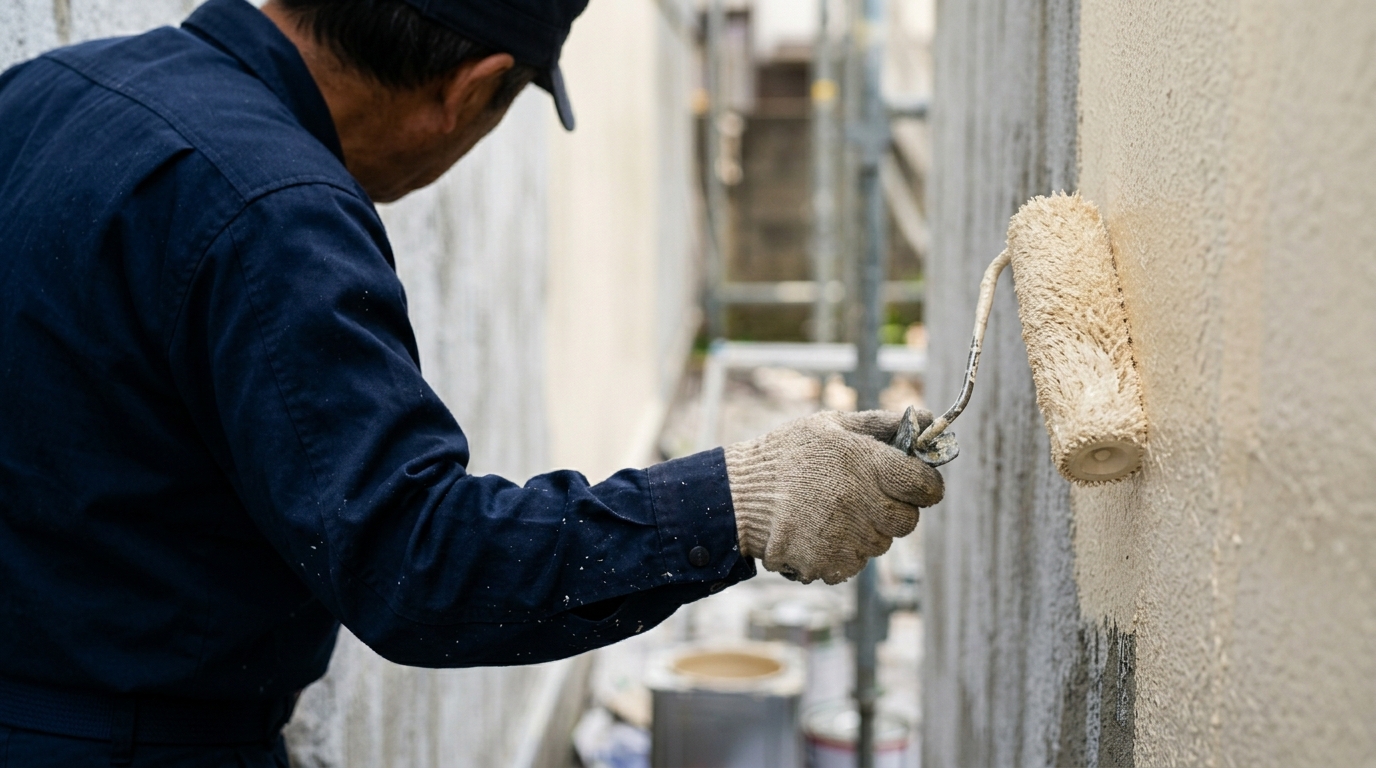 塗装作業をする職人